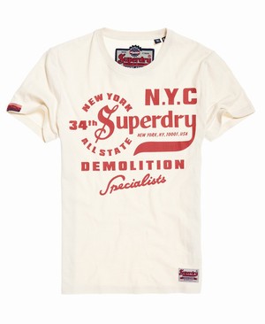 Superdry Demolition Crew Férfi Pólók Fehér/Piros | PXHJD6035